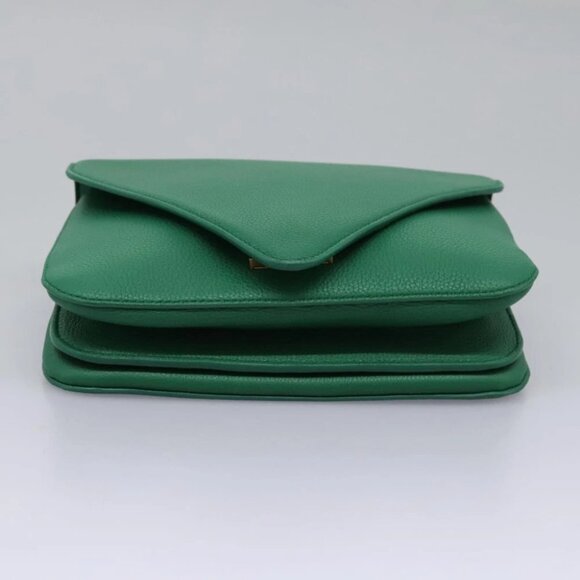 BOTTEGA VENETA Chain Hand Bag Leather 2way Gold Green Auth PP350AV - Picture 11 of 16